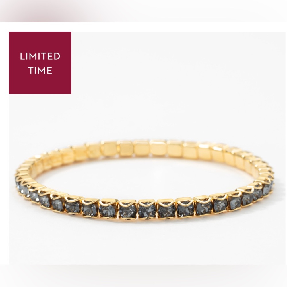 Touchstone Crystal by Swarovski Silver Night stretch bracelet gold New in pouch